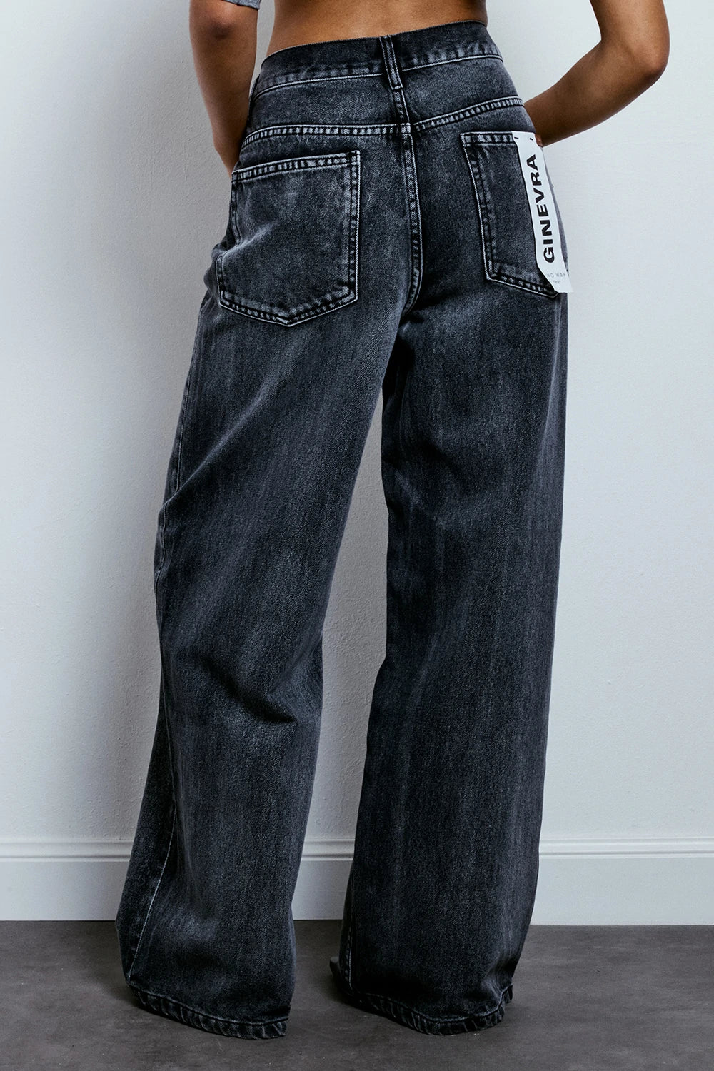 JEANS CROSSED WIDE LEG GINEVRA NERO