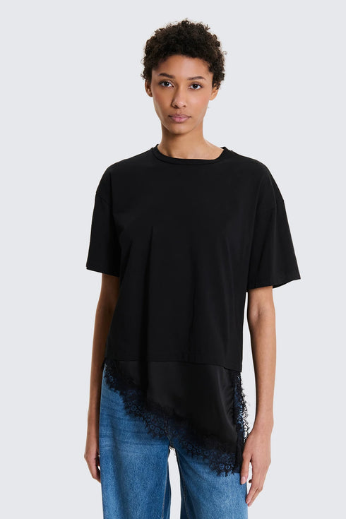 T-SHIRT INSERTI RASO E PIZZO TWO WAY