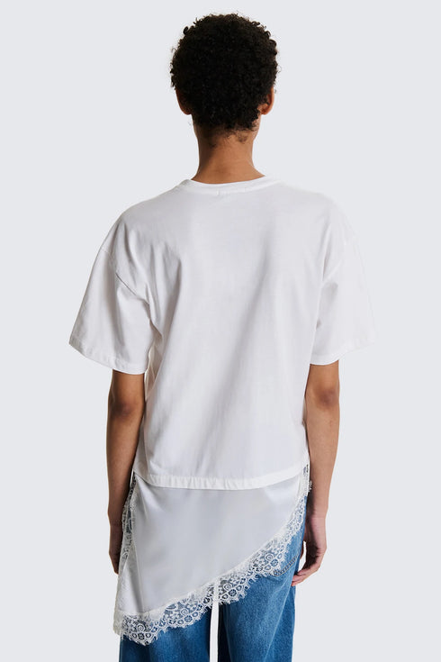 T-SHIRT INSERTI RASO E PIZZO TWO WAY