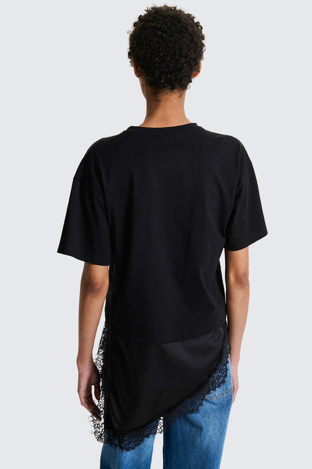 T-SHIRT INSERTI RASO E PIZZO TWO WAY